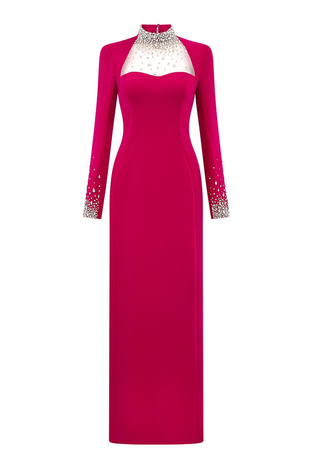 Crystal Embellished High Neck Dress